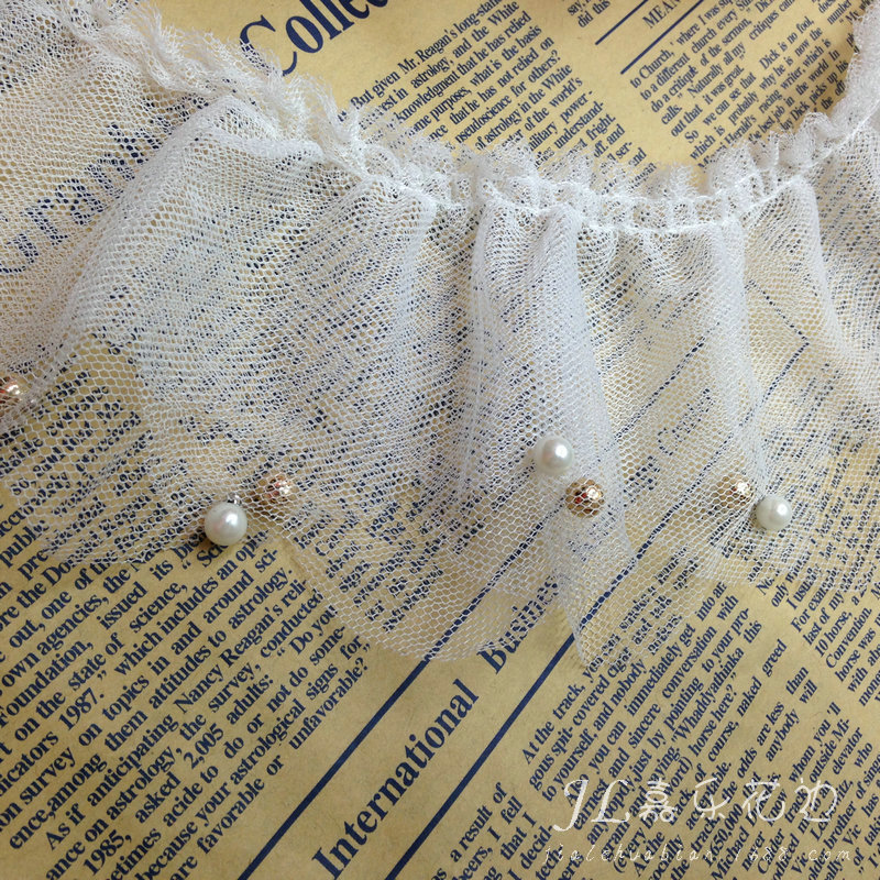 三层网布钉珠打折花边 童装裙裤摆花边 热销款9cm