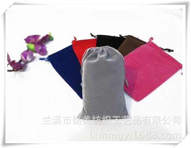 厂家直供 高品质束口黑色绒布袋 首饰饰品绒布袋 移动电源布袋