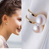 Earrings from pearl, beads, artificial accessory, Korean style