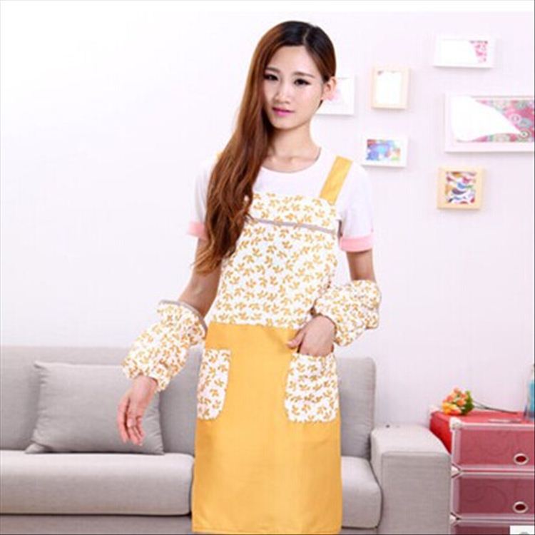 Yachao hogar estilo coreano moda cocina lindo impresión cinturón opresleeve manicura empleado ropa de trabajo traje delantal