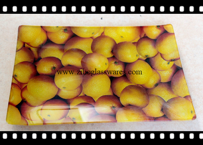 各种尺寸长方形烤花热弯钢化玻璃盘