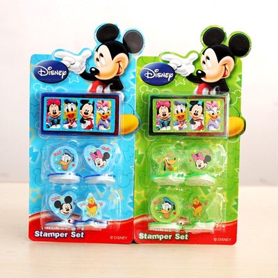 韩国文具 可爱小印章幼儿园学生礼物 4个装印章双色印泥文具用品|ru