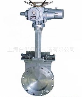 白湖牌PZ973H电动对夹式刀型闸阀 电动刀型闸阀 电动刀型阀