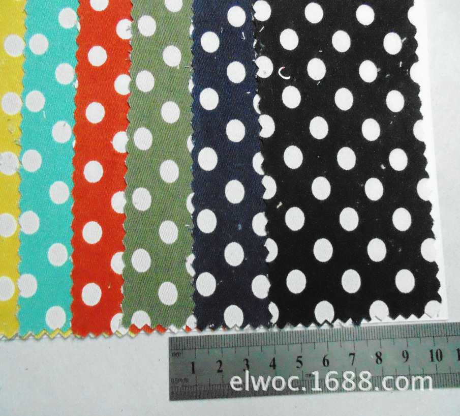 棉布 加厚圆点布料 斜纹棉布服饰面料 圆点手袋鞋材布 圆圈布2488