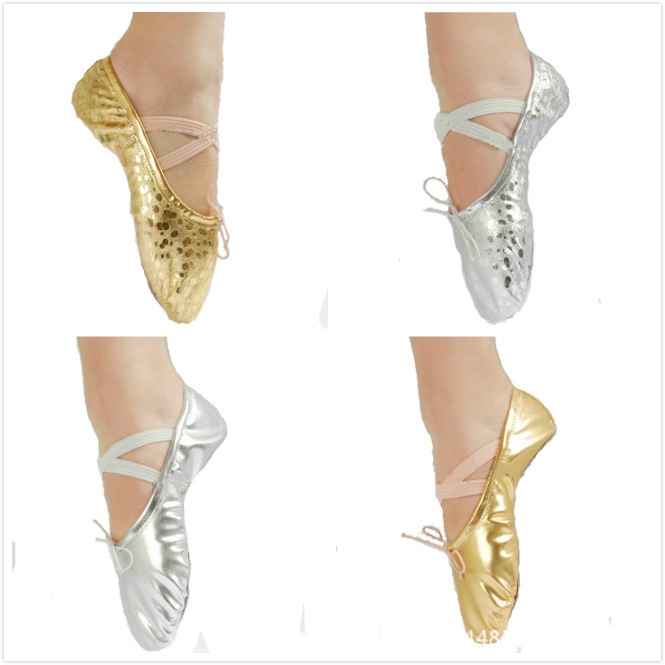 Dance shoes Golden Silver burst light up leather adult cat claw shoes children's dance shoes belly dance performance shoes