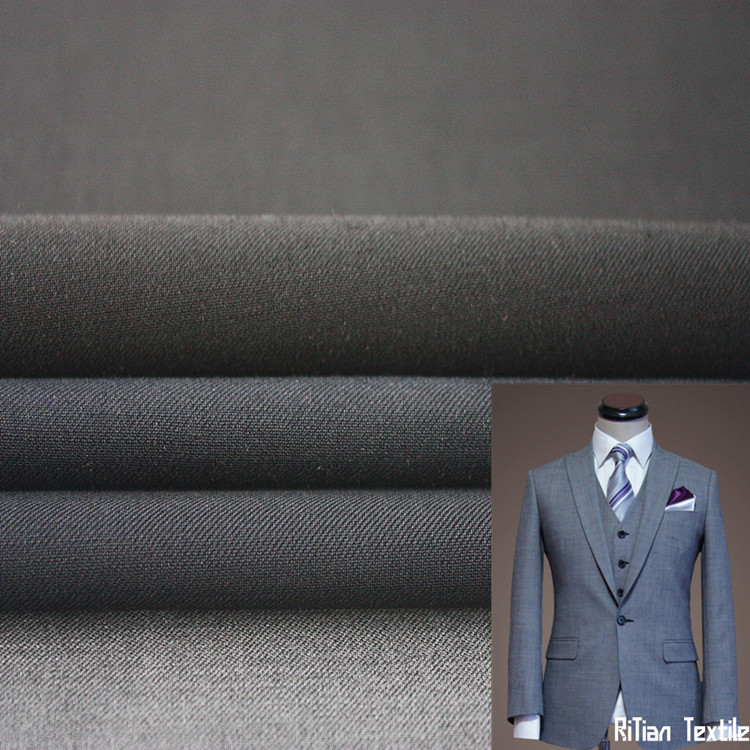 弹力哔叽斜纹西服布 春秋素色西装面料 商务套装职业装面料