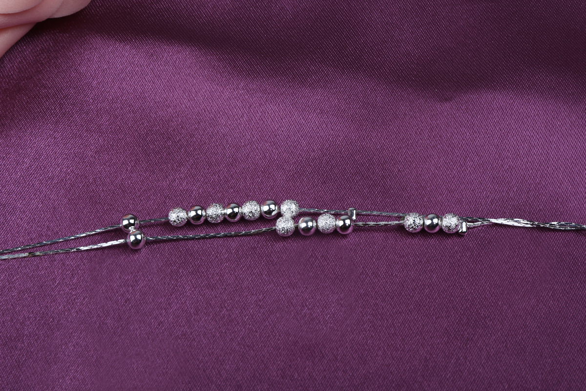 Korean Style Silver Plated Rotating Bead Anklet With Pearls_voghion.com