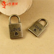 A1623 古青 1.75克 复古爱心小锁 手工DIY饰品配件批发店 50个/包