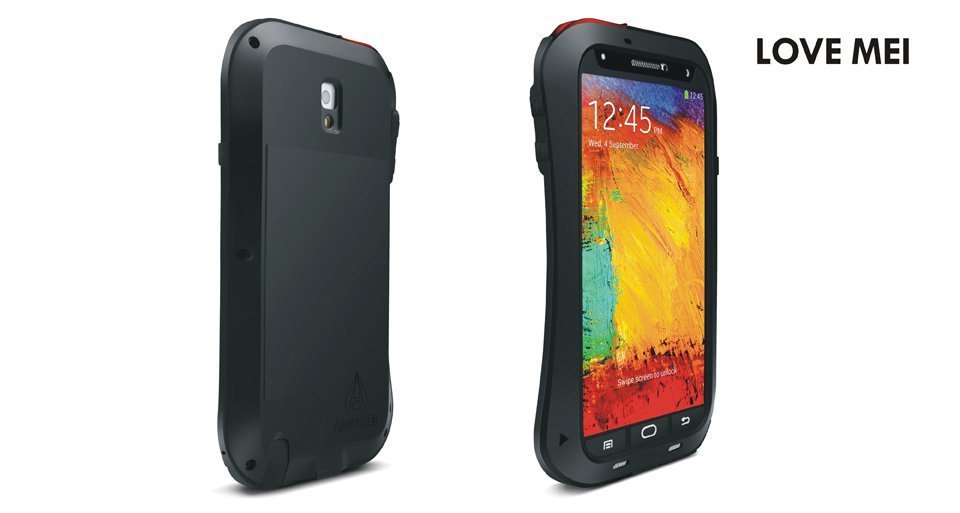 LOVE MEI Powerful Small Waist Water Resistant Shockproof Dust/Dirt/Snow Proof Aluminum Metal Outdoor Heavy Duty Case Cover for Samsung Galaxy Note 3