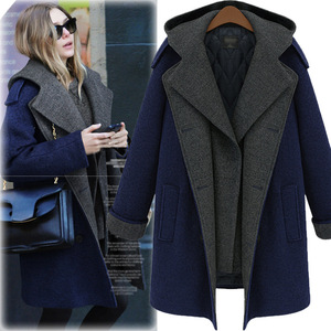 New slim large Korean long winter woolen coat