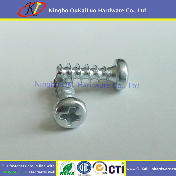 塑料用螺丝 十字圆头自攻双底径螺丝 PT4*12mm