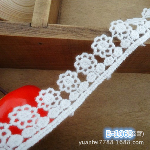 B-1063小花朵纯棉水溶刺绣花边通用家纺服装DIY服装辅料2cm批发