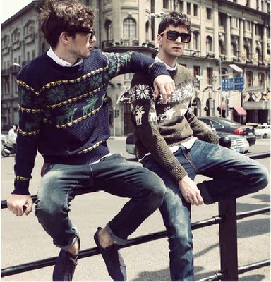 2018 Autumn and winter new pattern T-shirts Self cultivation Korean Edition Christmas deer Men's fashion Trend Korean Edition Sweater sweater