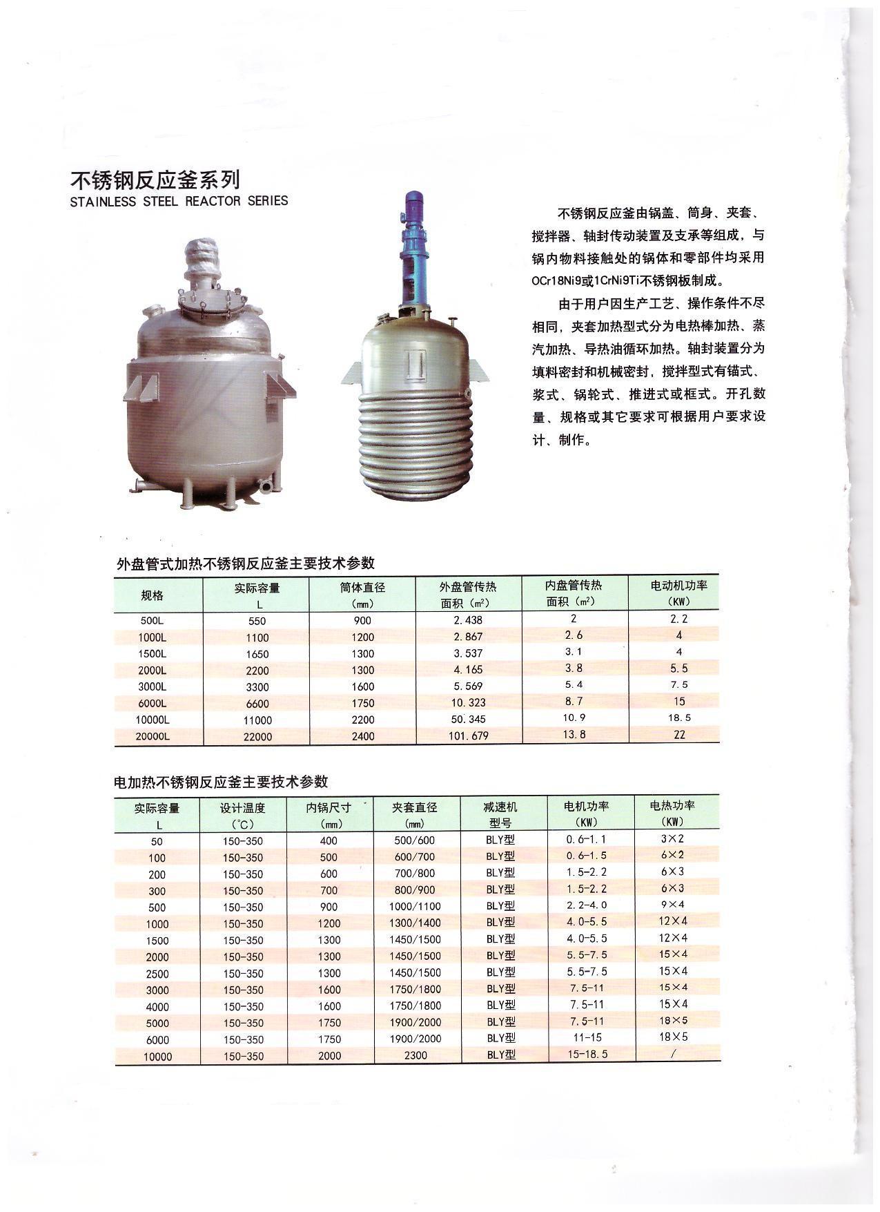 不銹鋼反應釜系列