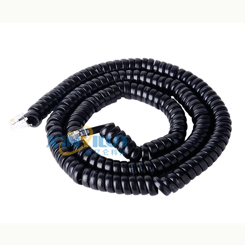 Телефонная трубка Линия ручка линия Весенняя линия Рогатка линия телефон Кривая 5 м черный 4P4C RJ9