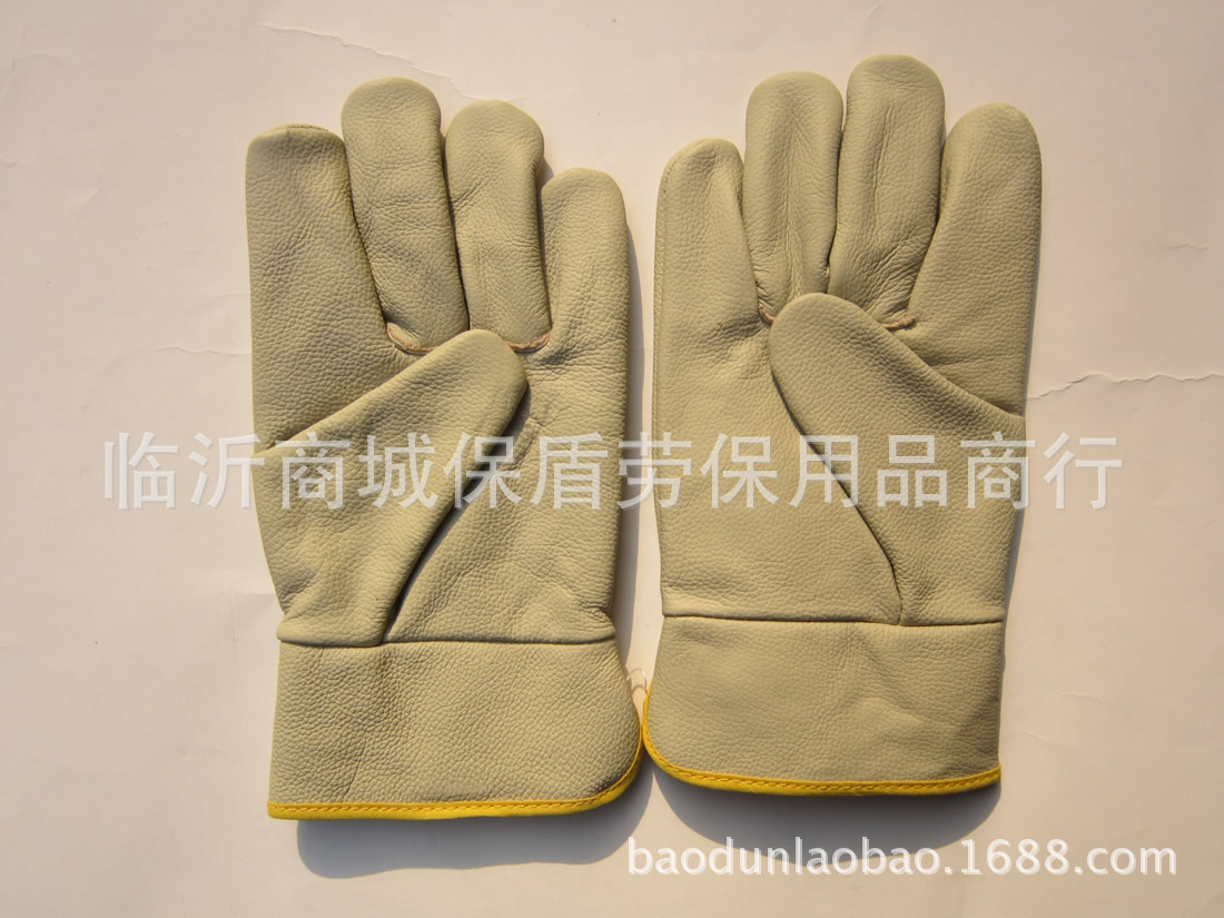 一层全牛皮浅色司机手套 劳保手套电焊专用手套 耐磨防护手套批发