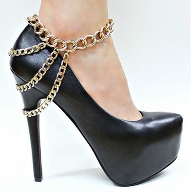 SL071 廠家直銷 歐美時尚重金屬三層流蘇鏈條腳鏈 高跟鞋配飾