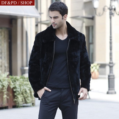 Haining leather and fur Foreign trade Rabbit hair overcoat man leather and fur Haining Fur imitation men's wear One piece On behalf of