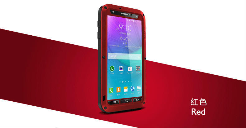 LOVE MEI Powerful Water Resistant Shockproof Dust/Dirt/Snow Proof Aluminum Metal Outdoor Heavy Duty Case Cover for Samsung Galaxy Note 4