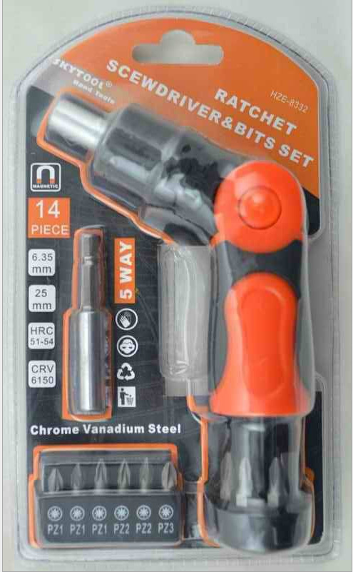 HZE-8332供应14件棘轮螺丝批组套，3向棘轮螺丝刀组套工具，起子