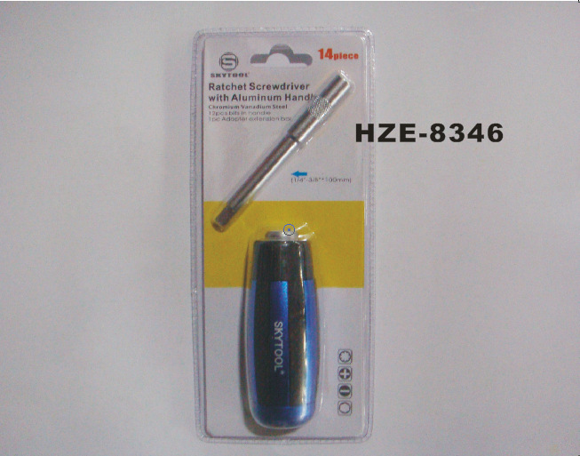 14 件 棘轮螺丝批组套，铝合金棘轮螺丝刀、多功能螺丝批