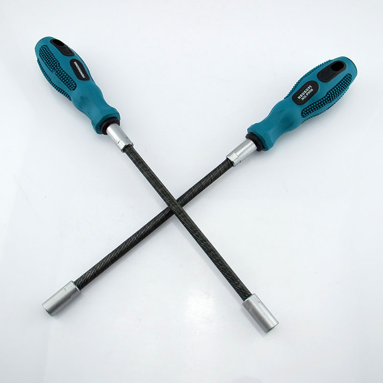 鹏工 7mm弹簧喉箍批 可弯曲弹性六角喉箍套筒工具 喉箍螺丝刀