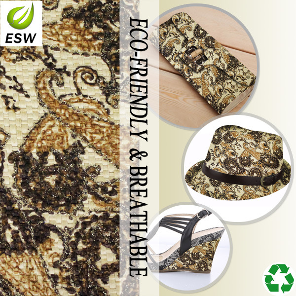 环保PP草纸草编织面料 手袋箱包面料