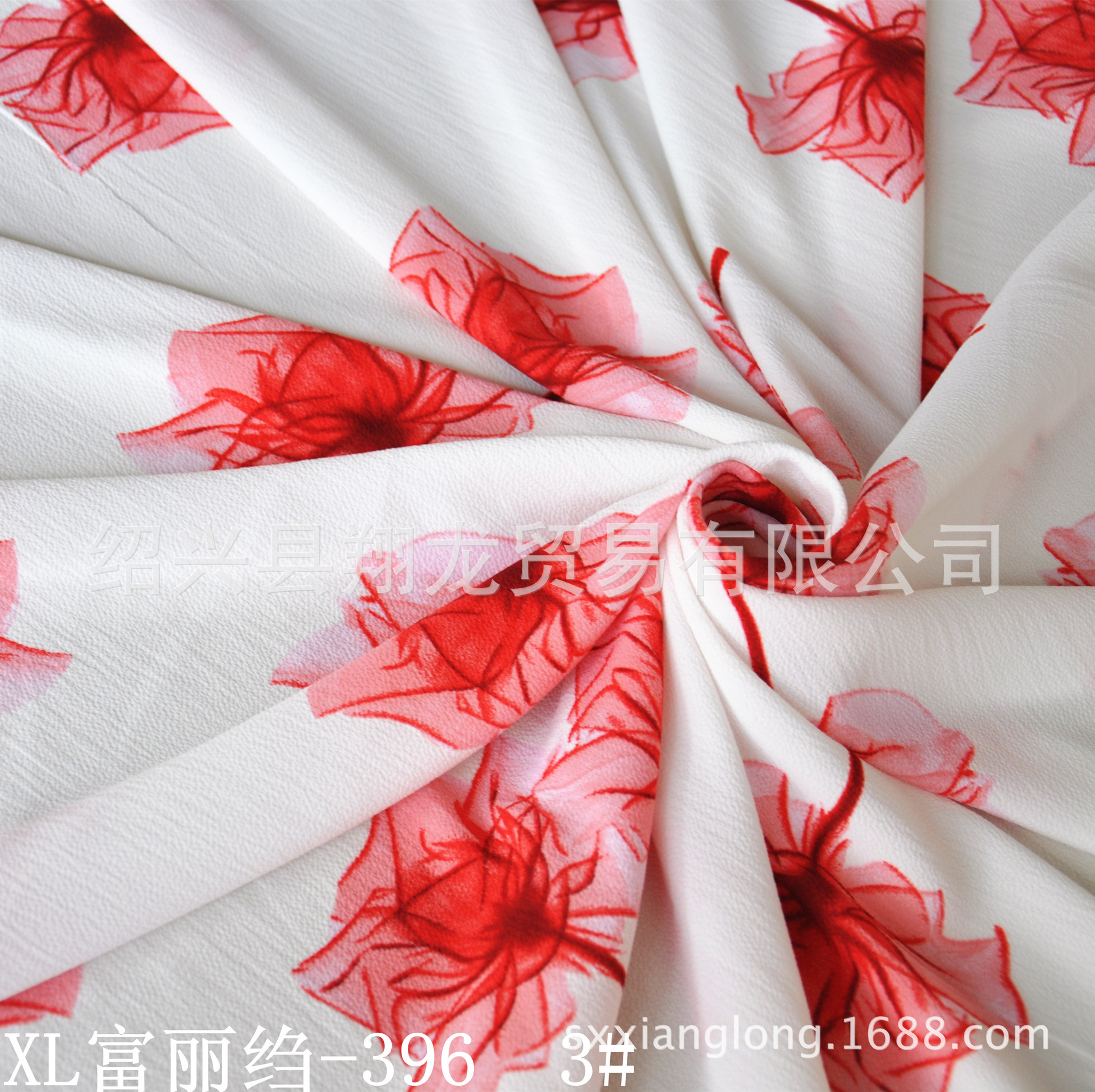 【翔龙印花 XL富丽绉-396】经典时尚抽象花卉弹力女装面料