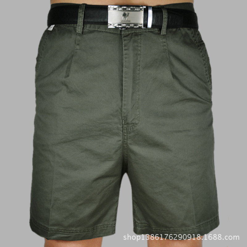 男士扎腰带版短裤男五分裤爸爸休闲短裤夏季薄款纯棉中老年短裤男|ms