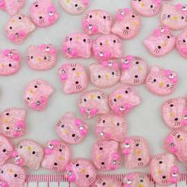 镶钻KT头 可爱kitty树脂 闪亮 手机壳diy材料 服饰发饰美甲