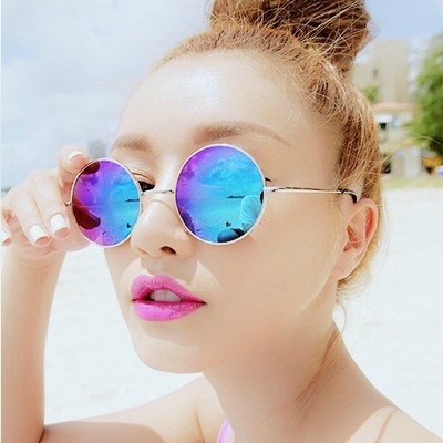 Europe and America Retro circular sunlight glasses men and women Sunglasses Colorful Reflective Prince Mirror Mirror tide