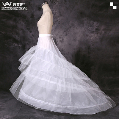 新娘裙撐婚紗禮服拖尾蓬裙松緊腰可調節加厚雙鋼魚骨三層硬紗襯裙
