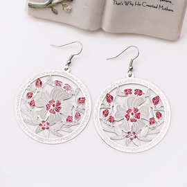 小额批发 欧美时尚花卉点彩耳环 花朵款电脑片气质耳坠 耳饰配件