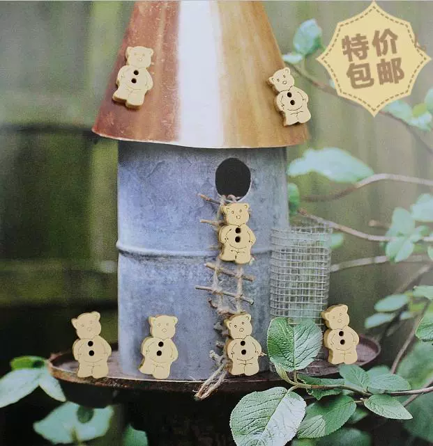 Журнал натурального цвета DIY украшения ручной работы Лоскутные аксессуары мультфильм Медведь деревянная Пряжка 20*11 мм