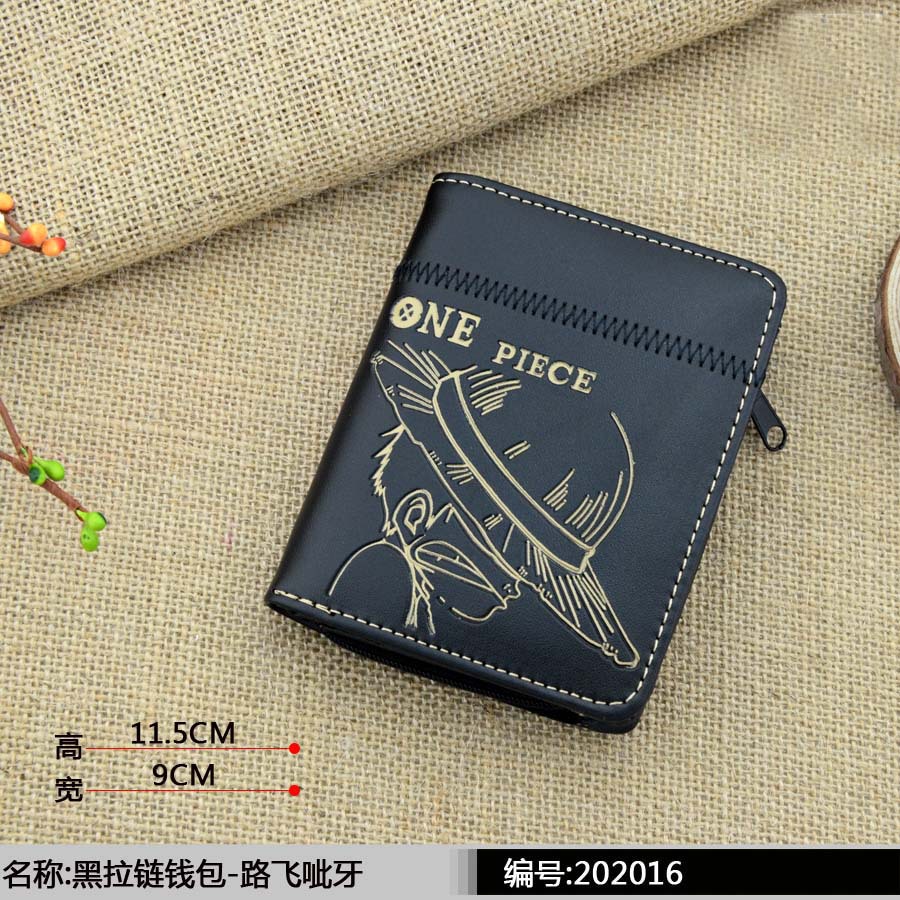 黑拉鏈錢包-路飛呲牙