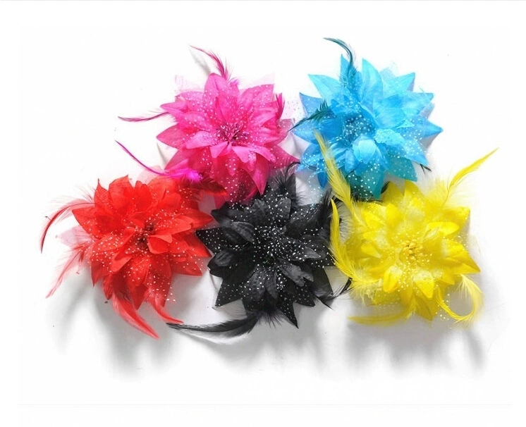 Шесть одна кружевная голова цветок аксессуары для выступлений конкурс детского сада одежда Янко головные уборы Новогодние аксессуары для одежды куриное перо цветок