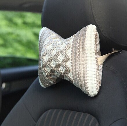 廠家直銷汽車夏季車用護頸枕 亞麻冰絲骨頭枕 對裝