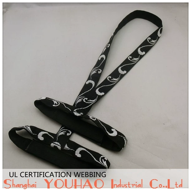 Черный полиэфирный жаккардовый ремень для йоги Двухцелевой эластичный ремень для йоги Ремешок на липучке Аксессуары для йоги