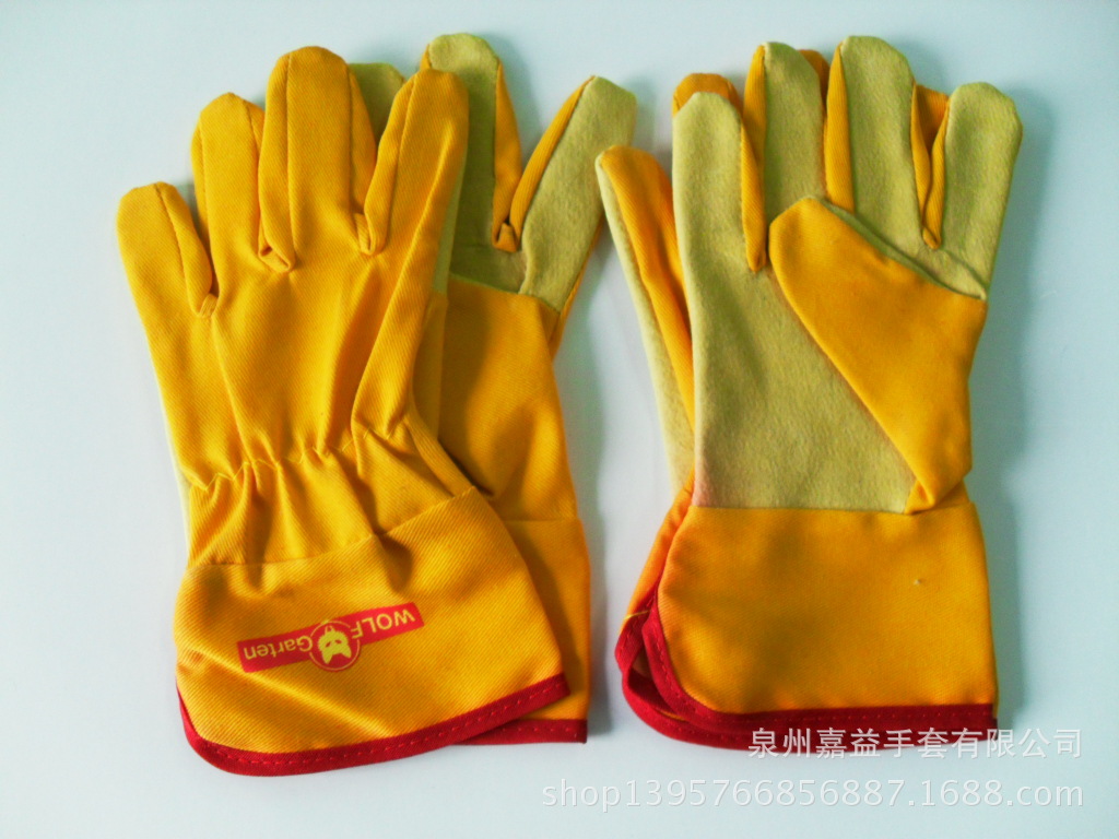 卡其布半胶布花园手套