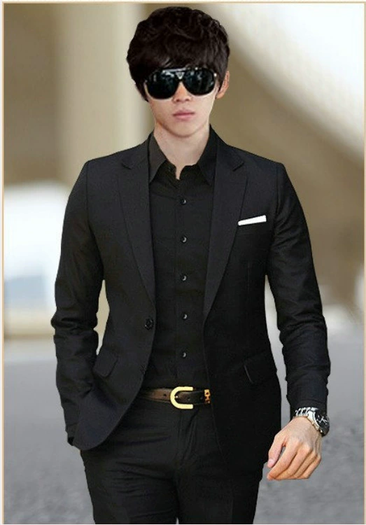 Black set, classic suit jacket, dress, 2020, Korean style, slim fit