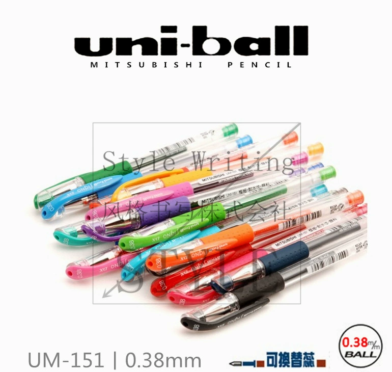 Гелевые ручки uni-ball Mitsubishi UM-151 0,38 мм, 20 цветов, совместимы с перезаправкой UMR-1