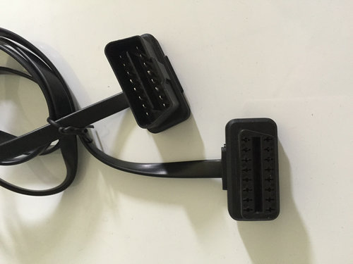 汽车OBD延长线超薄 60CM 公对母弯头扁线OBDii2 L型8芯