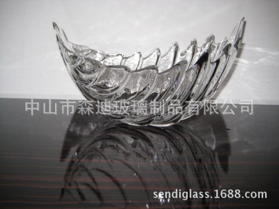 厂家直销爆款羽毛形水晶玻璃水果盘12个起批|ru