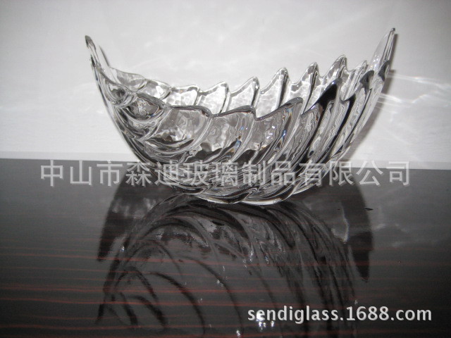 厂家直销爆款羽毛形水晶玻璃水果盘12个起批|ru
