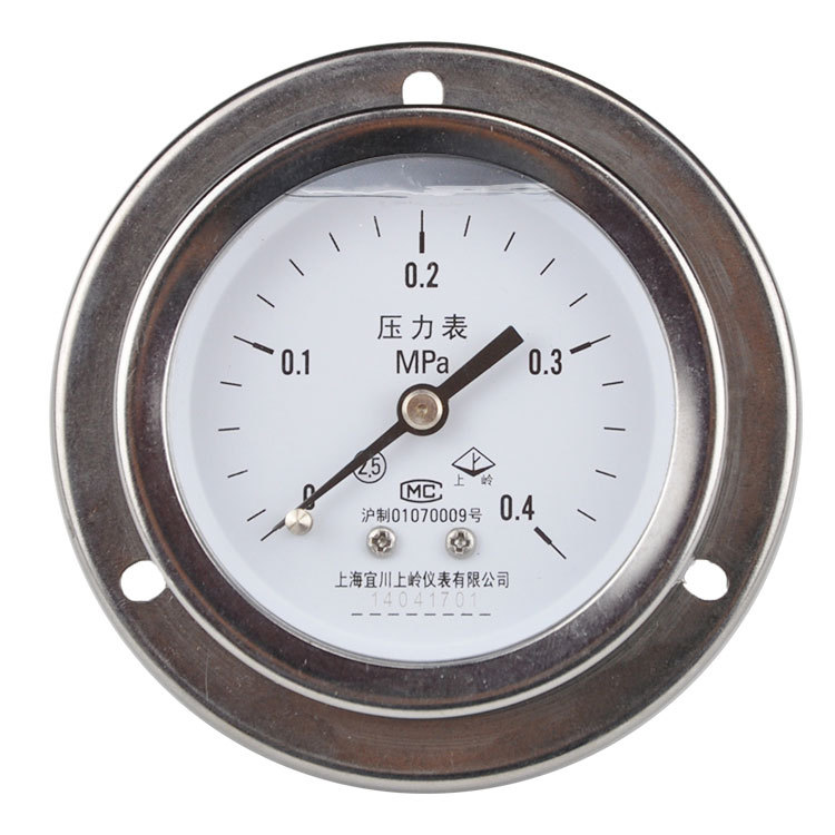 上海宜川上岭 不锈钢外壳内部铜  耐震压力表轴向带边YN60ZTBFK