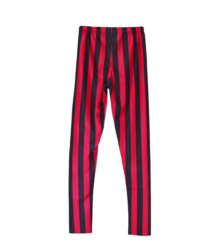 Red orange fuchsia vertical striped slim cropped pants for women jazz hot pole dance singers stage preformance leggings silky diving pants