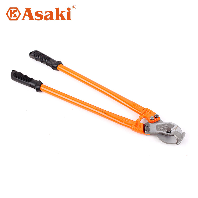 雅赛崎ASAKI  65#锰钢高档电缆剪 线缆剪切钳 弯口电线电焊线剪子