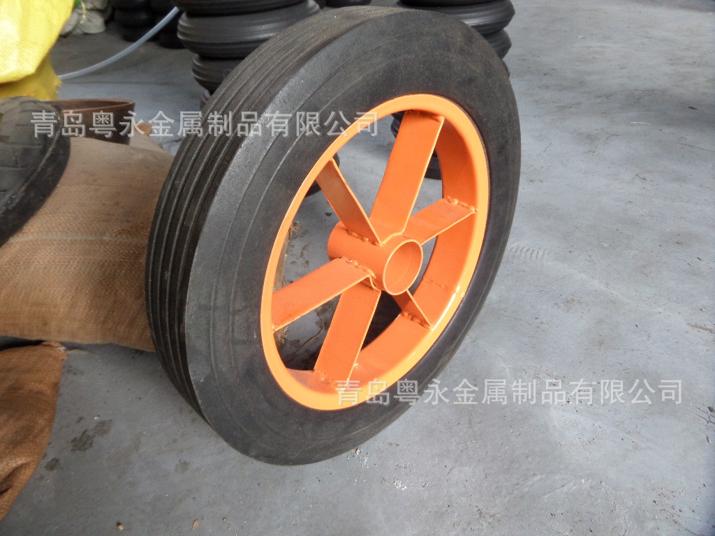 16寸橡胶轮实心轮 400-8工具车推车轮 高载重橡胶轮4.00-8 胶粉轮