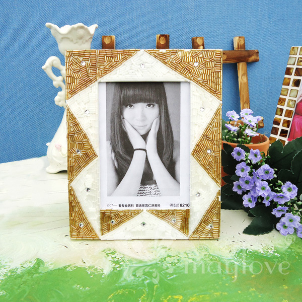 Beaded rhinestone corner photo frame photo frame luxury wedding photo installation frame 7 inch set table rectangular shape