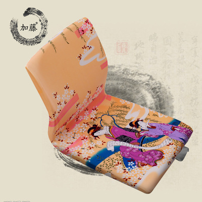 厂家生产 加藤榻榻米专用椅 新款黄色仕女图曲木和室椅|ru